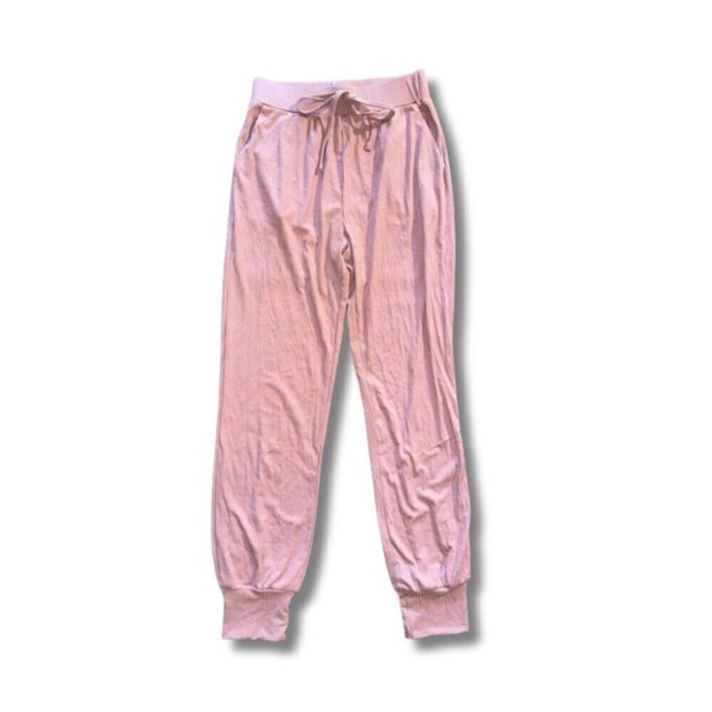 Ribbed Pink Jogger Pants Pajamas Size Large High Rise